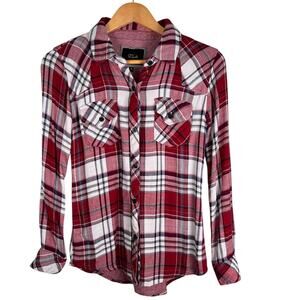 Rails Womens Kendra Red Flannel Plaid Long Sleeve Button Down Shirt XS